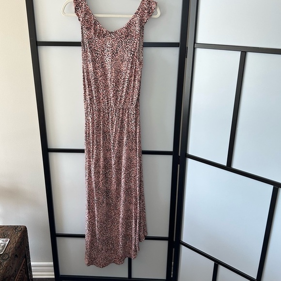 [XS] Joe Fresh 100% Rayon Ruffled Pink & White Speckled Print Flowy Maxi Dress - Picture 6 of 9